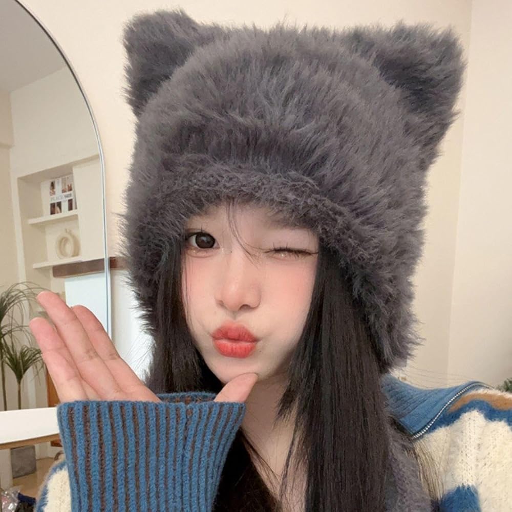 帽子 andwang Fluffy cat knit hat andwang Fluffy cat knit hat KNITTING PATTERN Cat Hat for Cat